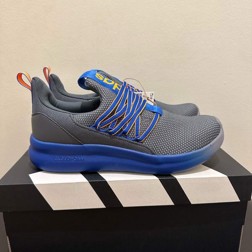 NIB Adidas Lite Racer Adapt 7.0 GS JI1205 Grey Six/Royal Blue/Crew Orange